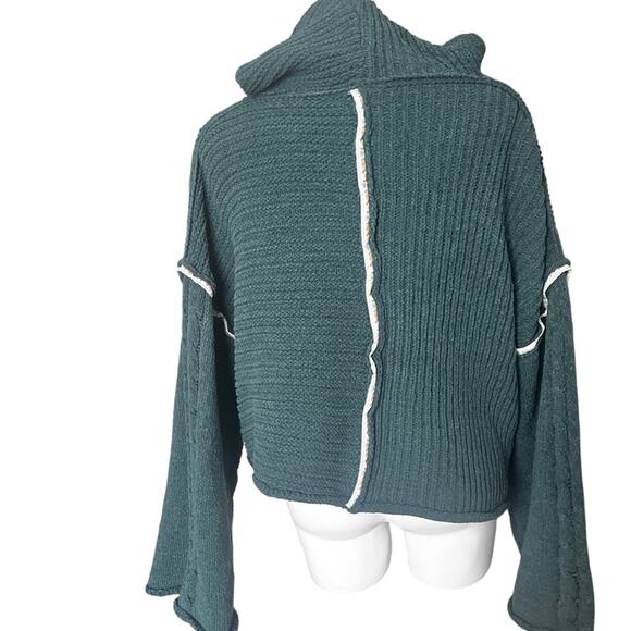 POL green chenille knit kimono sleeve hoodie size large - Picture 3 of 12